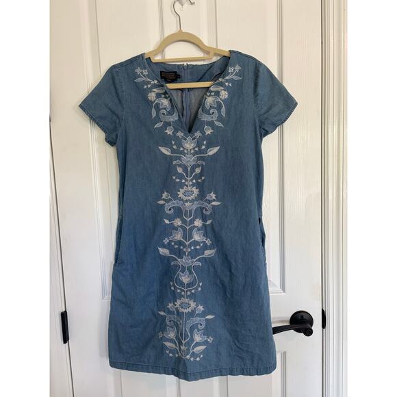 Pendleton Denim Short Sleeve Embroidery Dress XS - Picture 1 of 3